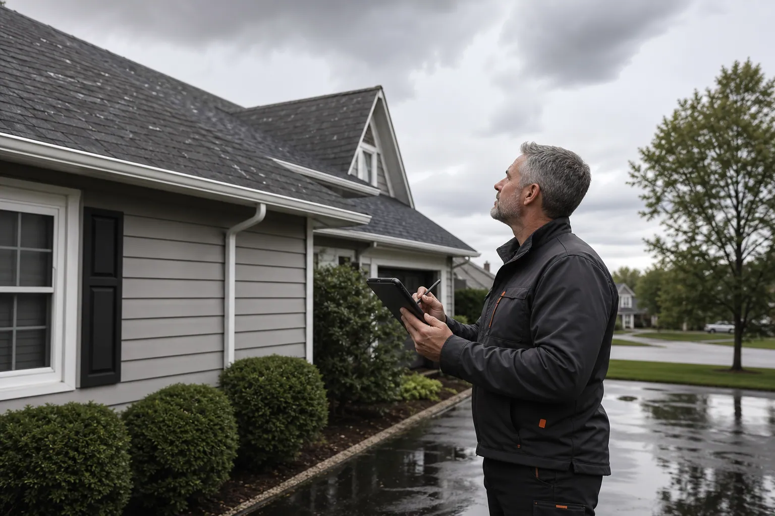 Roofing specialist documenting construction conditions for a supplement
